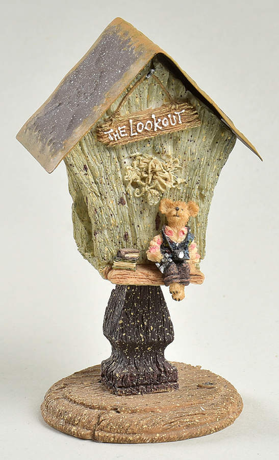The Bearstone Collection Audie The Lookout-Mini Birdhouse - Boxed by Boyds Bears-1