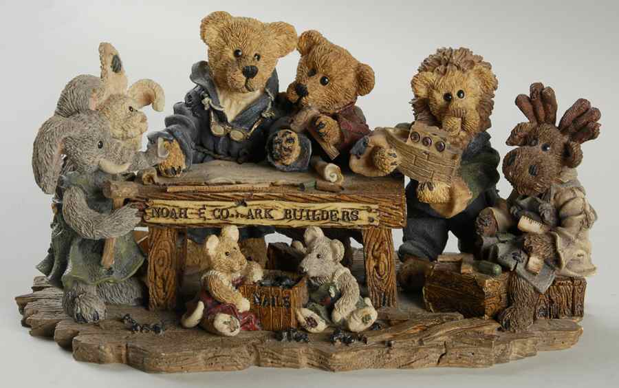 The Bearstone Collection Noah And Co-Ark Builders - Boxed by Boyds Bears-1