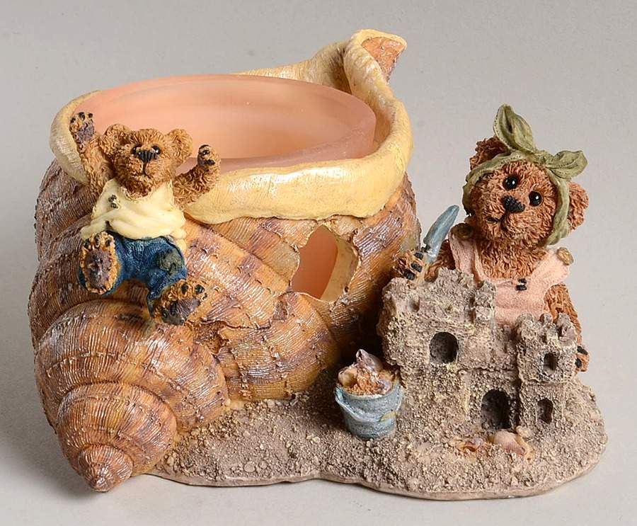 The Bearstone Collection Bailey & Huck..Wheeee-Candleholder - No Box by Boyds Bears-1