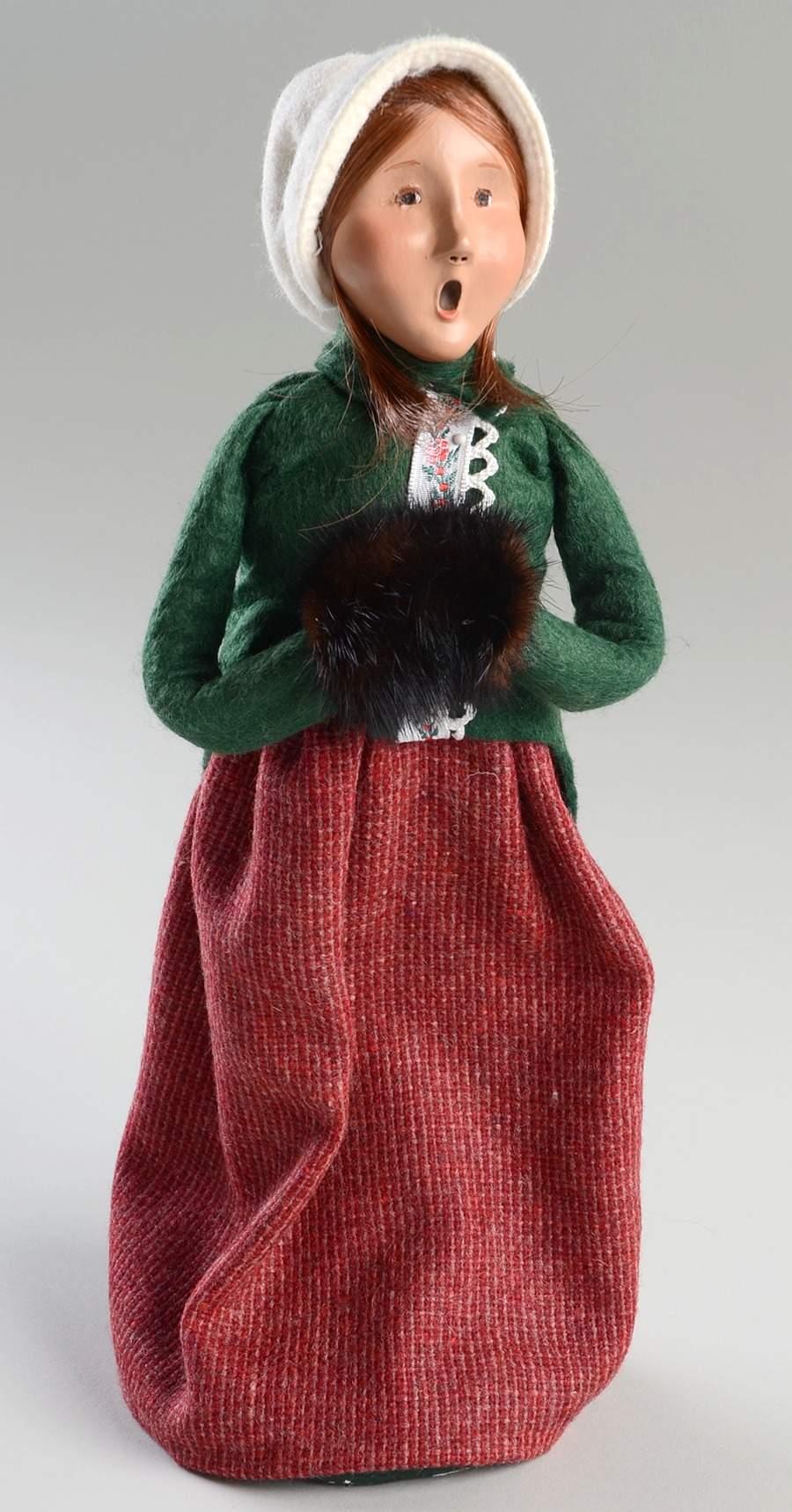 Traditional Assorted Carolers Woman With Muff-Green Top With Lace - No Box Nb1588 by Byers' Choice Ltd-1