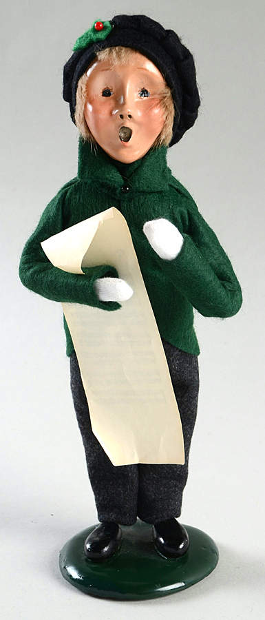 Traditional Assorted Carolers Boy With Music-Green Coat - No Box Nb1596 by Byers' Choice Ltd-1