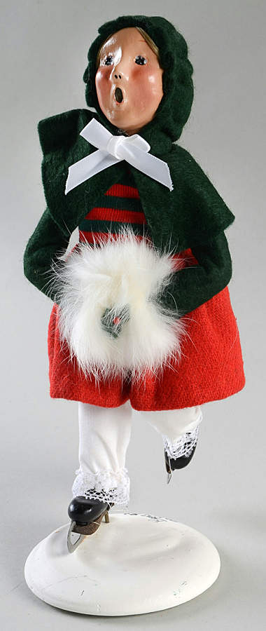 Traditional Assorted Carolers Girl Ice Skater-Green Coat - No Box Nb1595 by Byers' Choice Ltd-1