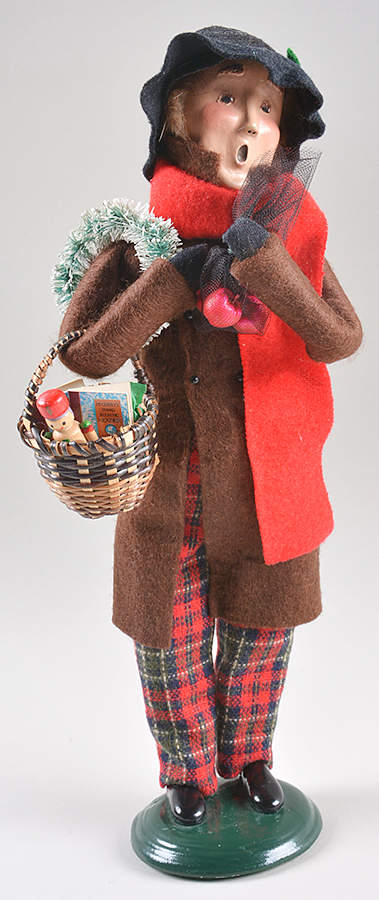 Traditional Assorted Carolers Man With Wreath And Basket-Brown Coat - No Box by Byers' Choice Ltd-1