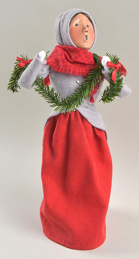 Traditional Assorted Carolers Woman With Garland-Grey Coat - No Box Nb1608 by Byers' Choice Ltd-1