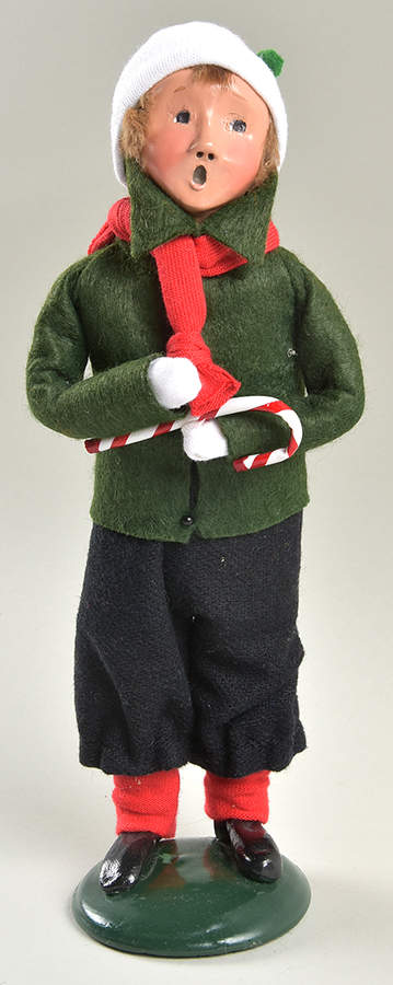 Traditional Assorted Carolers Boy With Candy Cane-Green Coat - No Box Nb1607 by Byers' Choice Ltd-1