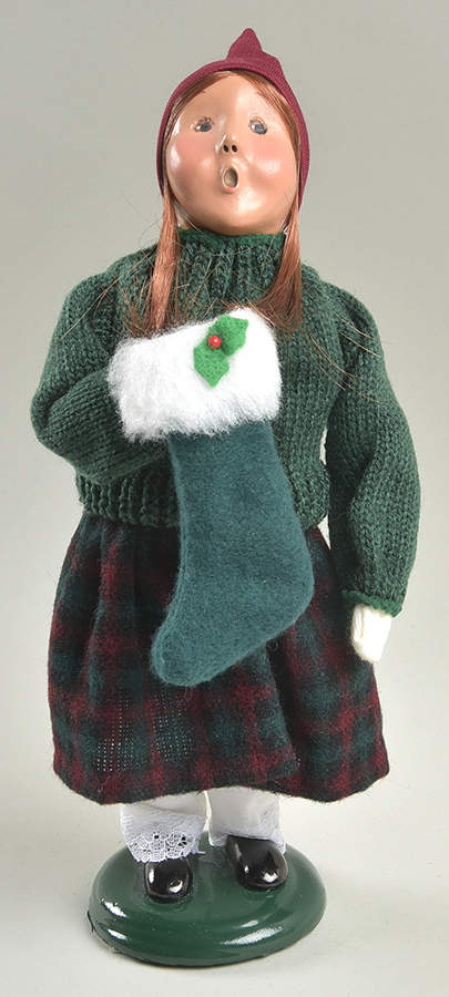 Traditional Assorted Carolers Girl With Green Stocking-Green Sweater - No Box Nb1610 by Byers' Choice Ltd-1