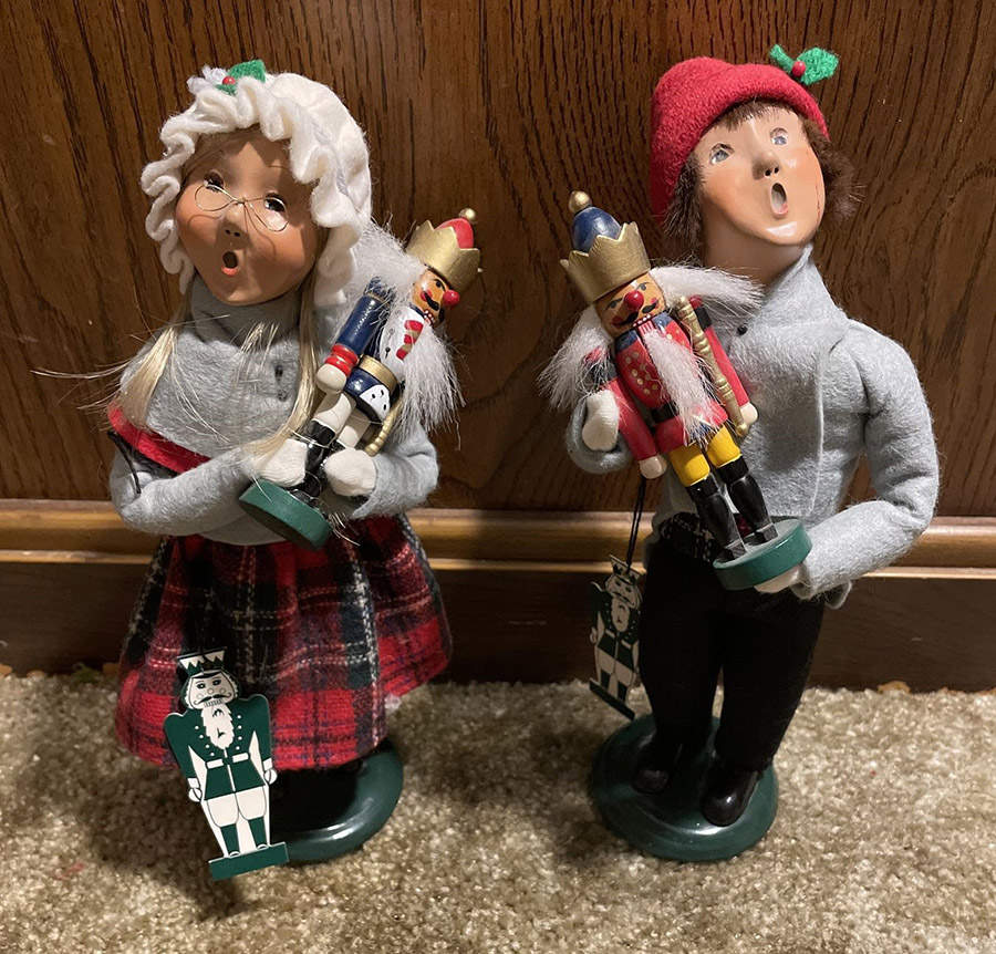 Traditional Assorted Carolers Girl With Nutcracker-Grey Coat - No Box Nb1615 by Byers' Choice Ltd-1