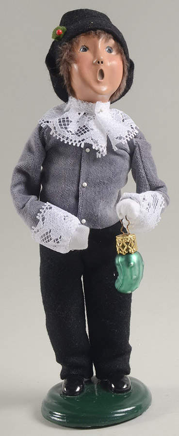 Traditional Assorted Carolers Boy With Pickle Ornament-Gray Shirt - No Box Nb1622 by Byers' Choice Ltd-1