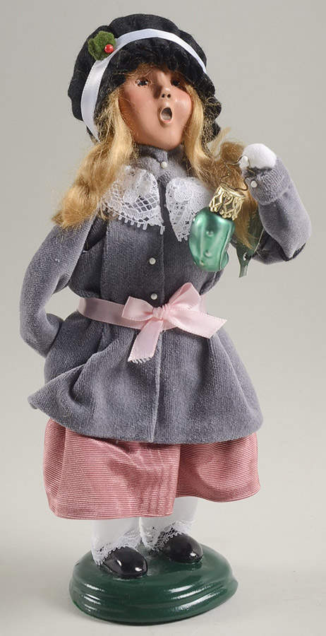 Traditional Assorted Carolers Girl With Pickle Ornament-Pink Ribbon - No Box Nb1621 by Byers' Choice Ltd-1