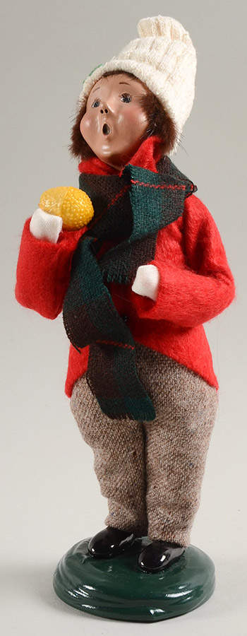Traditional Assorted Carolers Boy With Fruit- Red - No Box Nb1630 by Byers' Choice Ltd-1