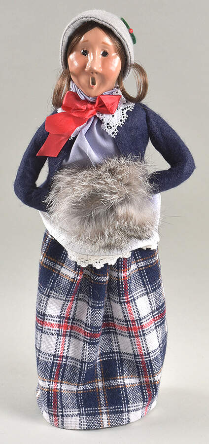Traditional Assorted Carolers Woman With Muff-Blue Plaid Skirt - No Box Nb1646 by Byers' Choice Ltd-1