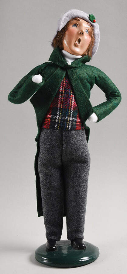 Traditional Assorted Carolers Man-Green Coat & Plaid Shirt - Nb801, No Box by Byers' Choice Ltd-1