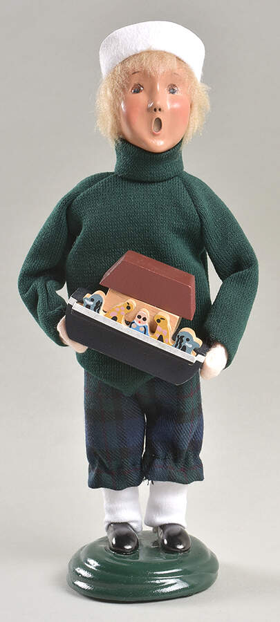 Traditional Assorted Carolers Boy With Toy-Noah's Ark-Green Top - No Box Nb1653 by Byers' Choice Ltd-1