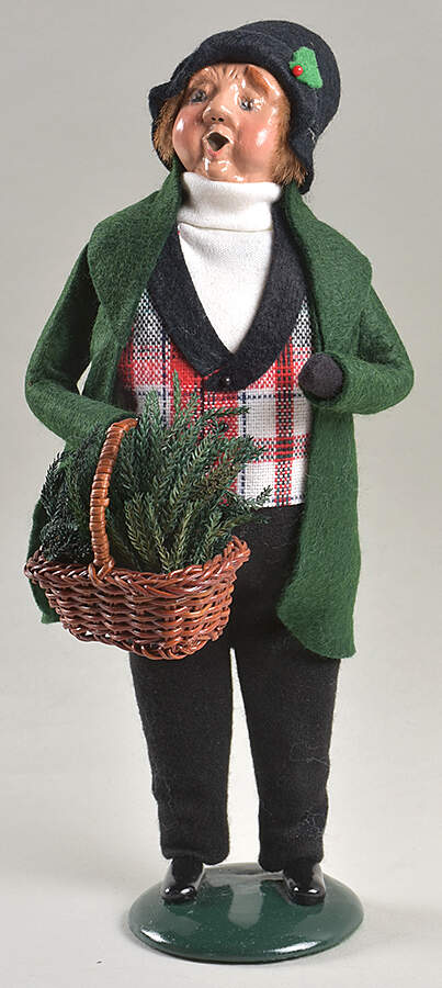 Traditional Assorted Carolers Jolly Man With Basket Of Evergreen - No Box Nb1651 by Byers' Choice Ltd-1