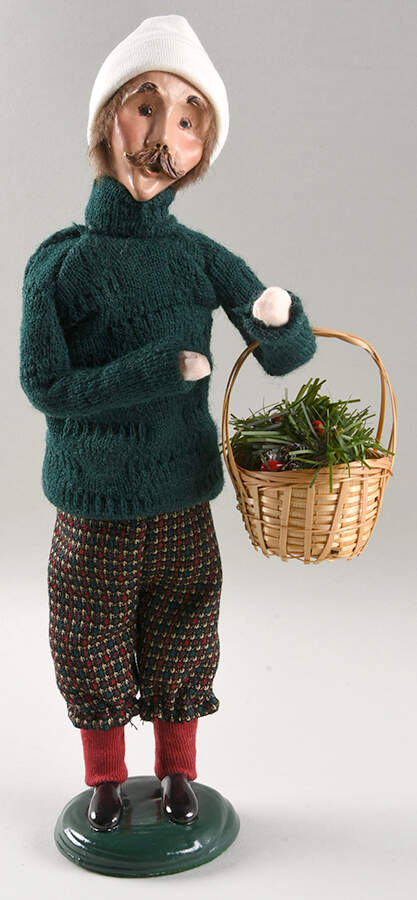 Traditional Assorted Carolers Man With Basket Of Greenery - No Box Nb1658 by Byers' Choice Ltd-1