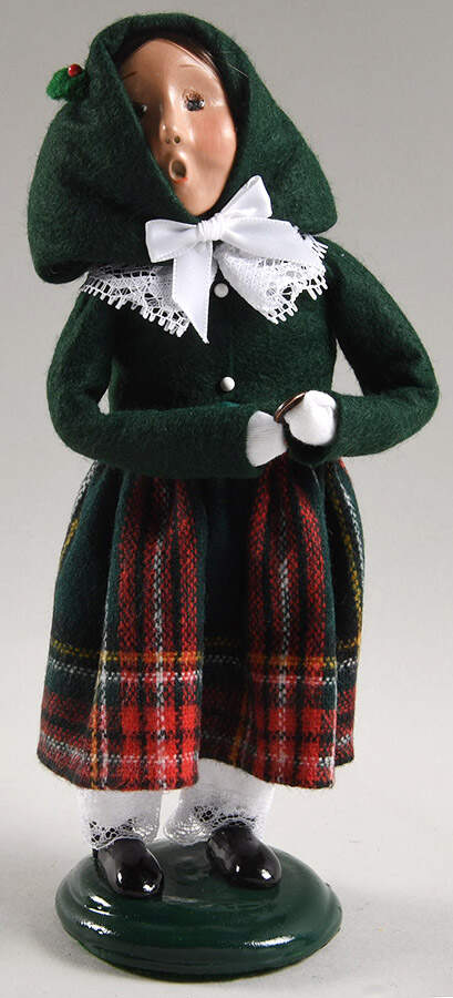 Traditional Assorted Carolers Girl With Coin-Green Coat - No Box Nb1669 by Byers' Choice Ltd-1