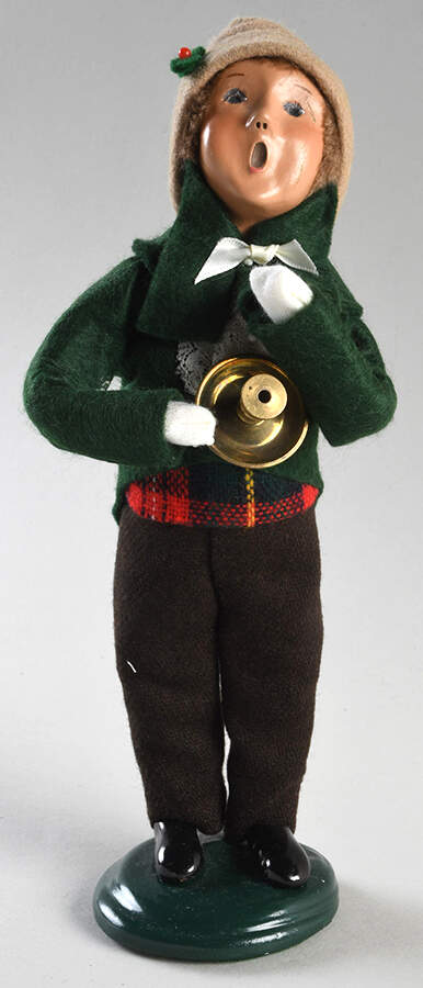 Traditional Assorted Carolers Boy With Brass Candlestick-Green Coat - No Box Nb1676 by Byers' Choice Ltd-1