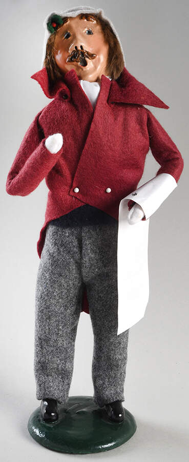 Traditional Assorted Carolers Mustache Man With Music-Burgundy Coat - No Box Nb1675 by Byers' Choice Ltd-1
