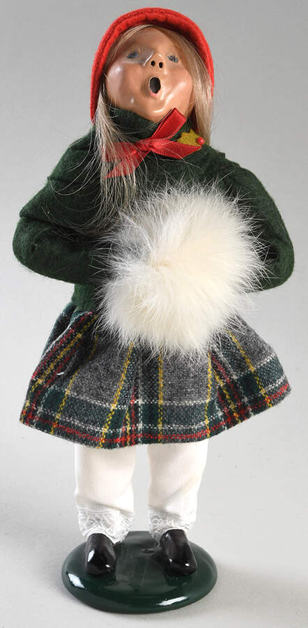 Traditional Assorted Carolers Girl With Muff-Green Coat - No Box Nb1672 by Byers' Choice Ltd-1