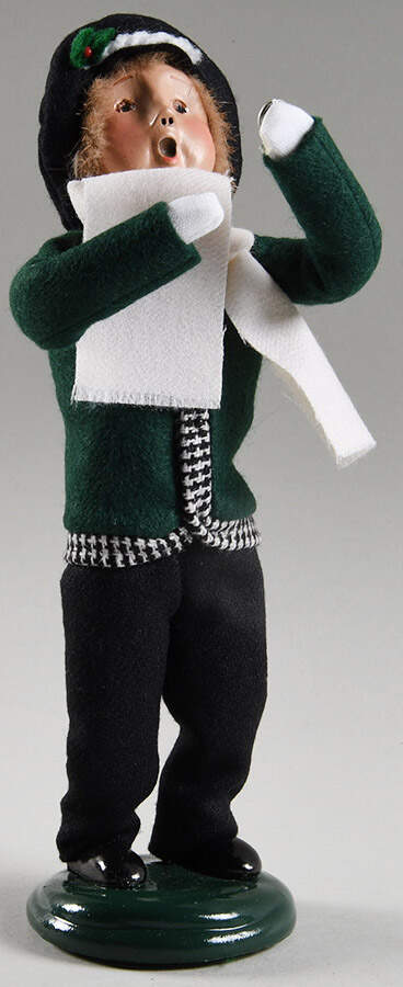 Traditional Assorted Carolers Boy With Coin-Green Jacket - No Box by Byers' Choice Ltd-1