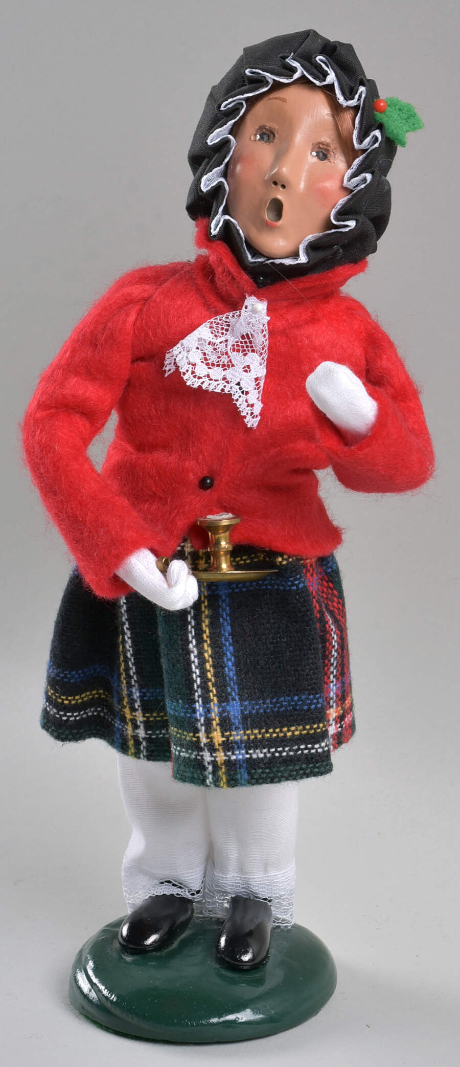 Traditional Assorted Carolers Girl With Brass Candlestick-Red Coat - No Box Nb1693 by Byers' Choice Ltd-1