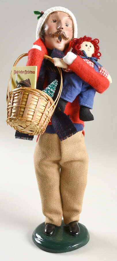 Traditional Assorted Carolers Shopper Man With Rag Doll-Red - No Box Nb1733 by Byers' Choice Ltd-1