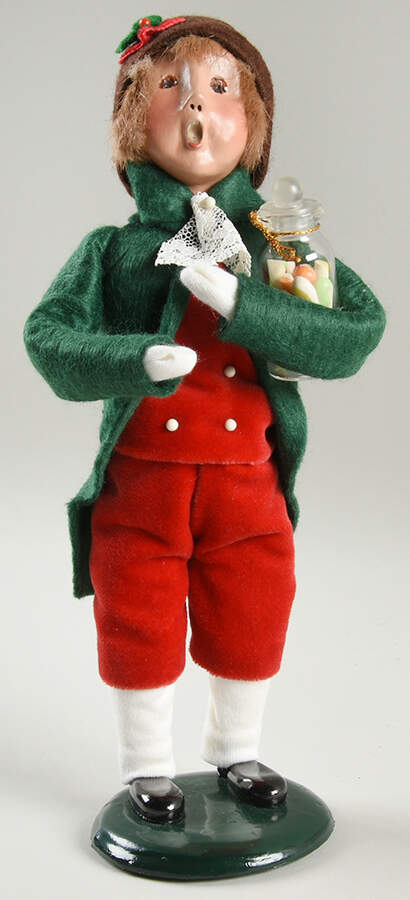 Traditional Assorted Carolers Boy With Candy Jar-Green Coat - No Box Nb1715 by Byers' Choice Ltd-1