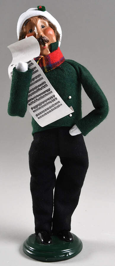Traditional Assorted Carolers Mustache Man W/ Music-Green Coat - No Box Nb1729 by Byers' Choice Ltd-1