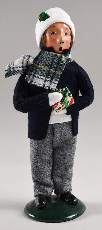 Traditional Assorted Carolers Boy With Gift-Blue Jacket - No Box Nb1743 by Byers' Choice Ltd-1