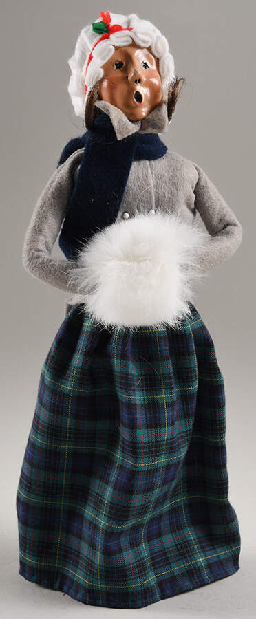 Traditional Assorted Carolers Woman W/ Muff-Blue Plaid Dress - No Box Nb1746 by Byers' Choice Ltd-1