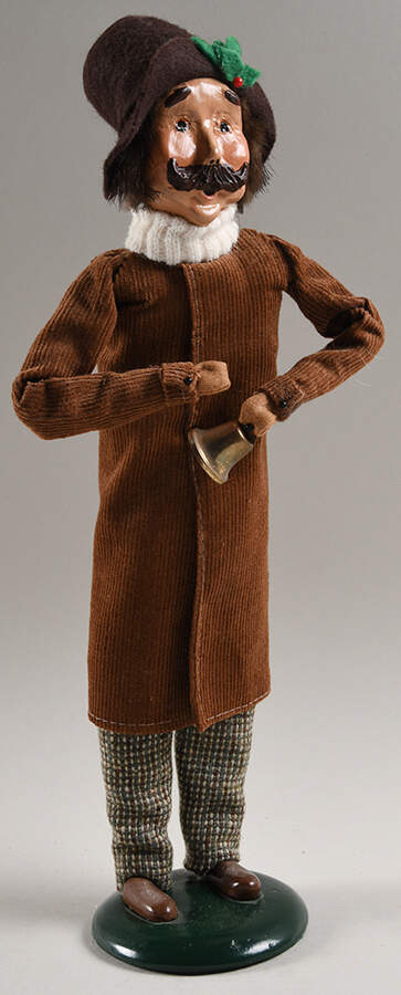 Traditional Assorted Carolers Mustache Man With Bell-Brown Jacket - No Box Nb1745 by Byers' Choice Ltd-1