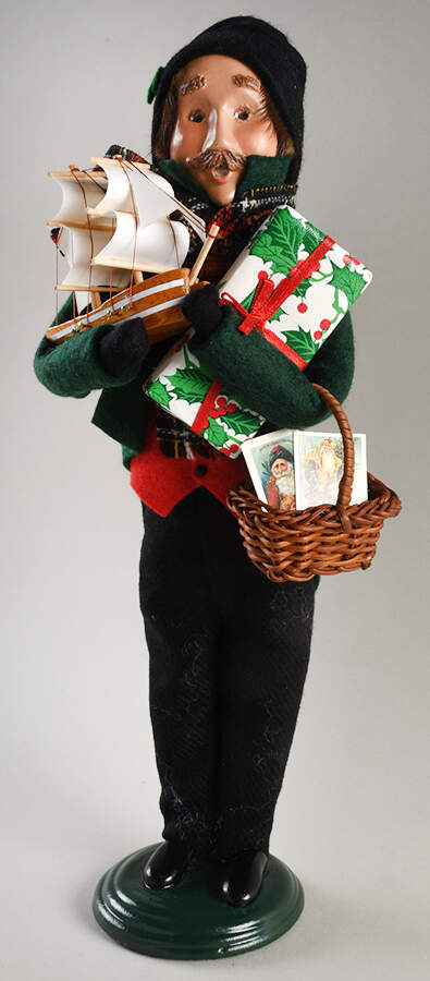 Traditional Assorted Carolers Shopper Man-Toy Ship,Green Coat - No Box Nb1752 by Byers' Choice Ltd-1