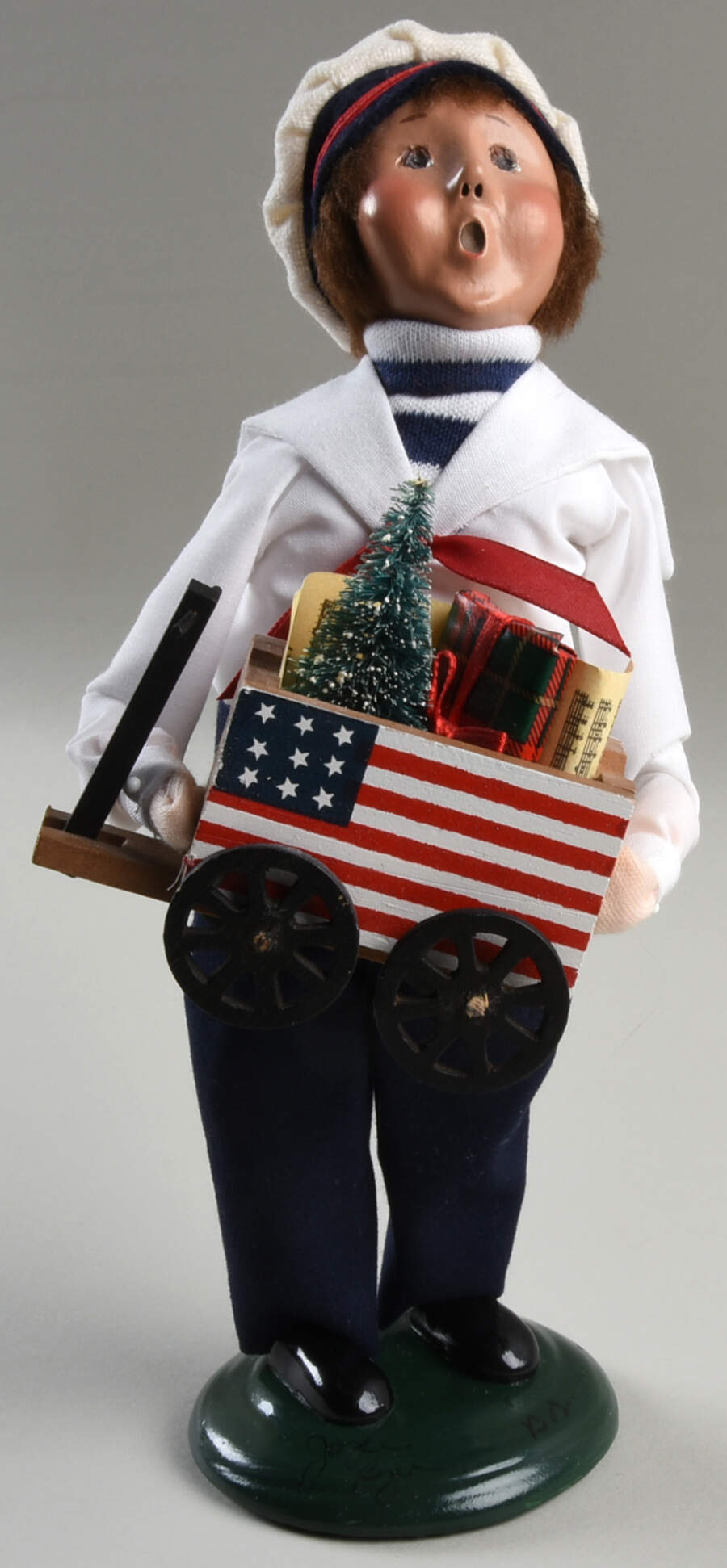 Traditional Assorted Carolers Patriotic Sailor Boy With Wagon - No Box Nb1749 by Byers' Choice Ltd-1