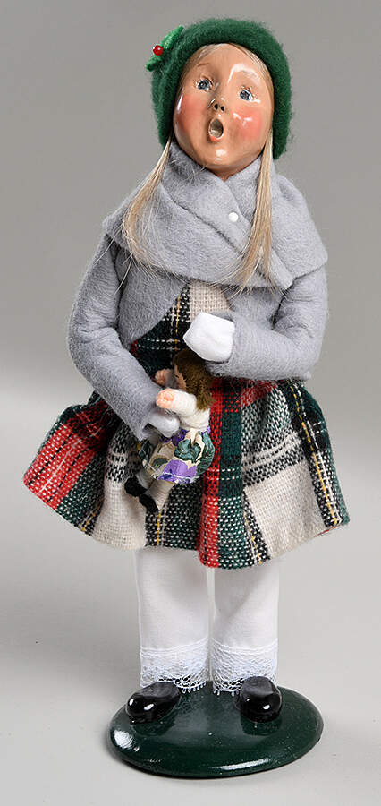 Traditional Assorted Carolers Girl With Doll-Grey Coat - No Box Nb1761 by Byers' Choice Ltd-1