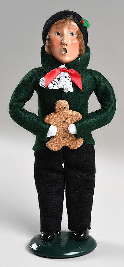Traditional Assorted Carolers Boy With Gingerbread - Green  - No Box Nb1766 by Byers' Choice Ltd-1