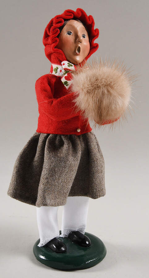 Traditional Assorted Carolers Girl With Brown Muff-Red - Nb1010, No Box by Byers' Choice Ltd-1