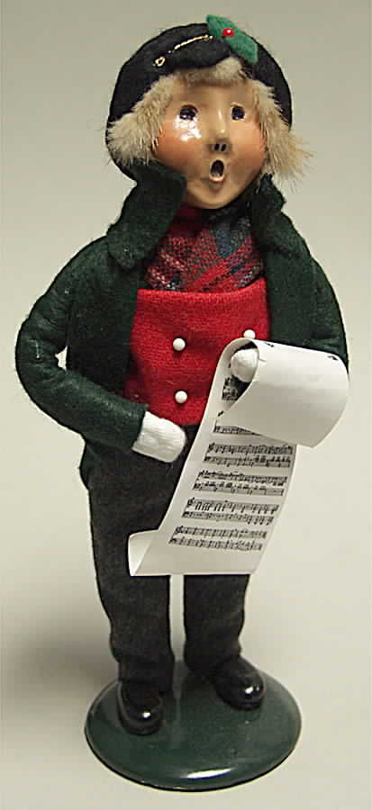 Traditional Assorted Carolers Boy With Music-Green Coat - No Box by Byers' Choice Ltd-1