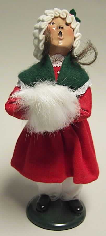 Traditional Assorted Carolers Girl With Muff-Red Dress Lace Trim - No Box by Byers' Choice Ltd-1