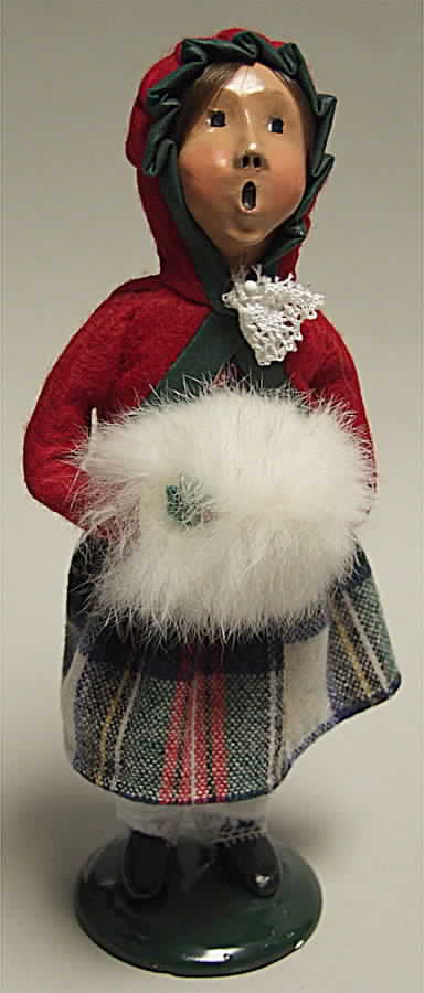 Traditional Assorted Carolers Girl With Muff-Red Coat Lace Ruff - No Box by Byers' Choice Ltd-1