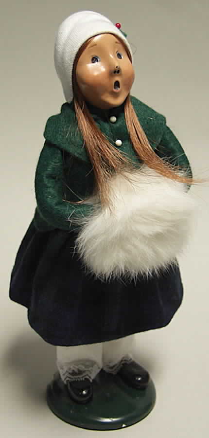 Traditional Assorted Carolers Girl With Muff-Green - No Box by Byers' Choice Ltd-1
