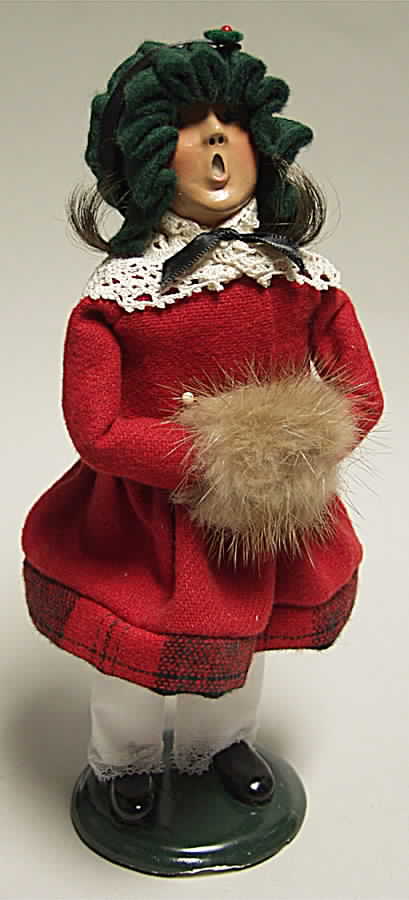 Traditional Assorted Carolers Girl With Muff-Red Top Lace Collar - No Box by Byers' Choice Ltd-1