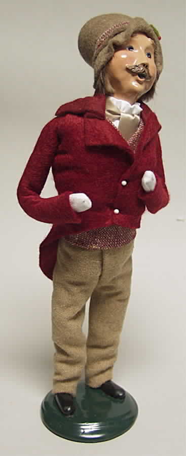 Traditional Assorted Carolers Mustache Man-Burgundy Coat - No Box by Byers' Choice Ltd-1