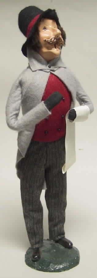 Traditional Assorted Carolers Mustache Man With Music-Grey - No Box by Byers' Choice Ltd-1