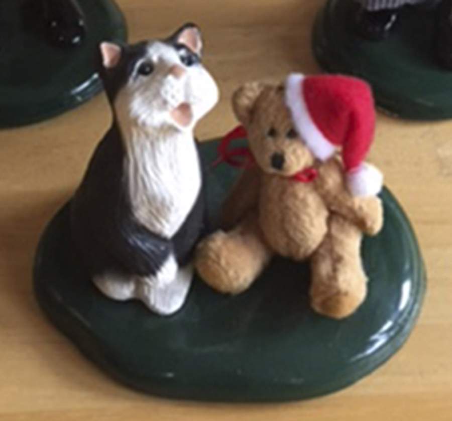Singing Cats Tuxedo Cat With Teddy Bear - No Box by Byers' Choice Ltd-1