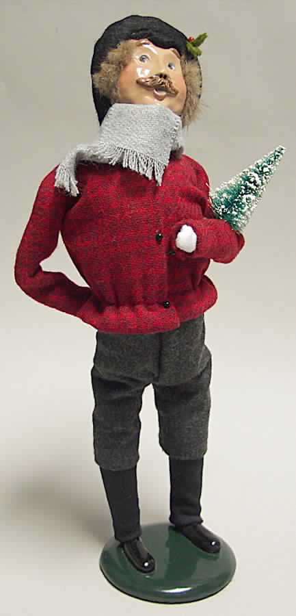 Traditional Assorted Carolers Mustache Man With Tree-Red Coat - No Box by Byers' Choice Ltd-1