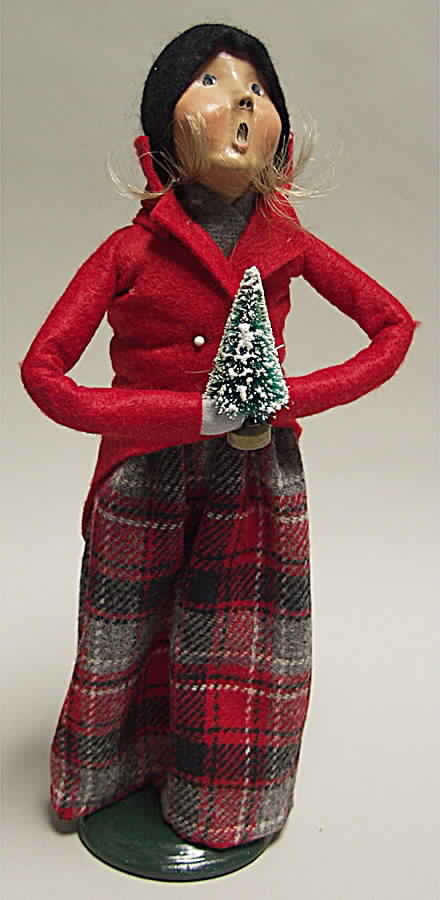 Traditional Assorted Carolers Woman With Tree-Red - No Box by Byers' Choice Ltd-1