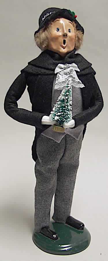 Victorian Assorted Carolers Man With Tree-Black Grey - No Box by Byers' Choice Ltd-1