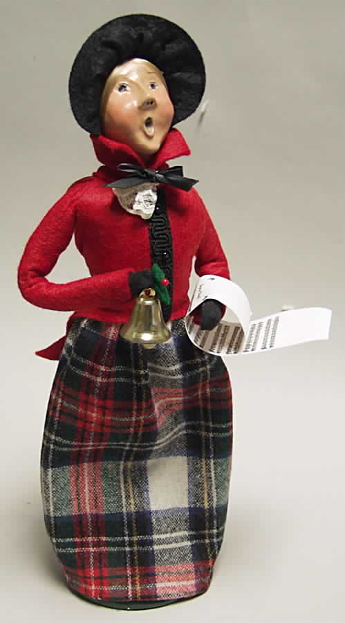 Traditional Assorted Carolers Woman With Bell & Music-Red Coat - No Box by Byers' Choice Ltd-1