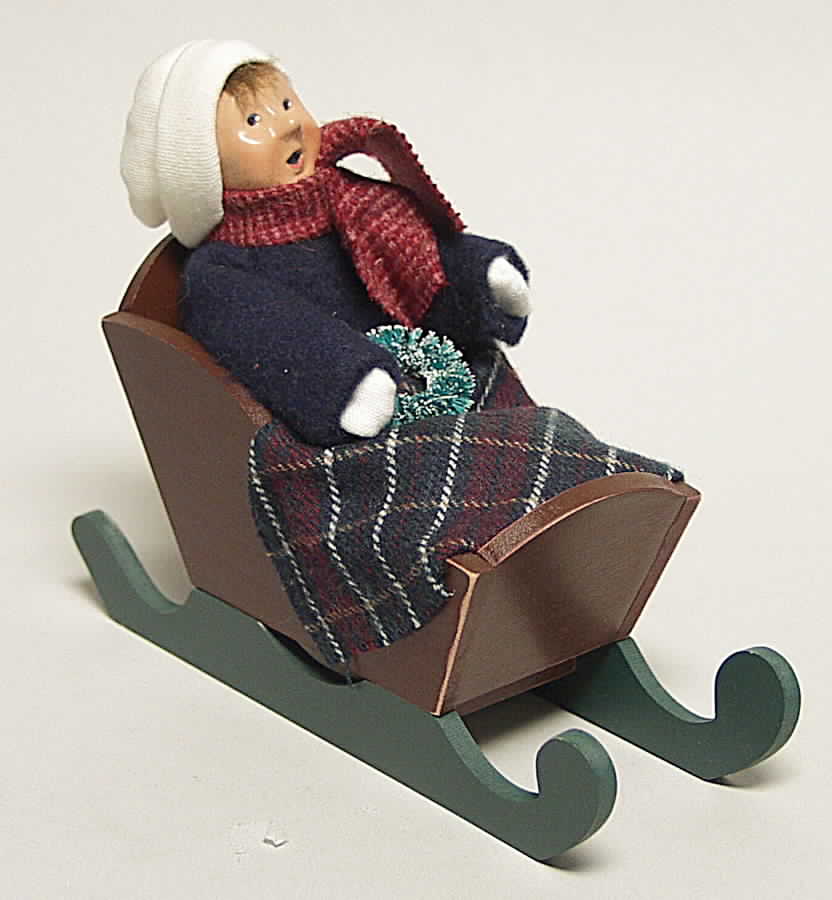 Winter Outdoor Activities Toddler In Sleigh With Wreath - No Box by Byers' Choice Ltd-1