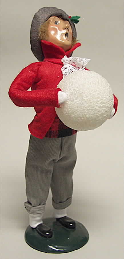 Traditional Assorted Carolers Boy With Snowball - No Box by Byers' Choice Ltd-1